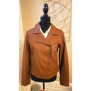 Universal Thread Vegan Leather Moto Jacket - Cognac Brown Perfection
